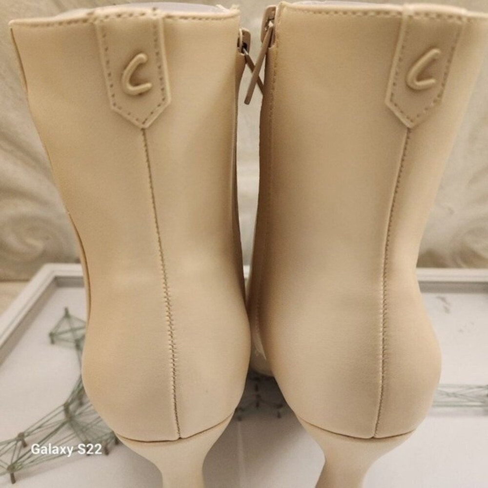 Circus Sam Edelman Emma Boots 9.5 Vanilla Square Toe Flared Heel Ankle Booties - Picture 9 of 11